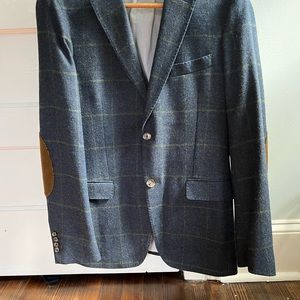 Gorgeous NEW Gant by Michael Bastian dark blue wool heathered window pane blazer